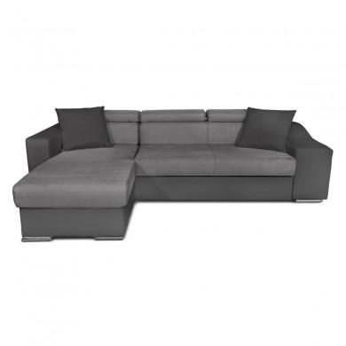 Canapé d'angle réversible Stilo Gris Niche à droite et 2 poufs en simili  STILOPUGRMFGRC