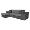 Canapé d'angle réversible Stilo Gris Niche à droite et 2 poufs en simili  STILOPUGRMFGRC