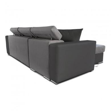 Canapé d'angle réversible Stilo Gris Niche à droite et 2 poufs en simili  STILOPUGRMFGRC