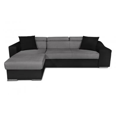 Canapé d'angle réversible Stilo Gris Noir Niche à droite avec 2 poufs  STILOPUNRMFGRC