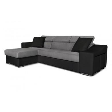 Canapé d'angle réversible Stilo Gris Noir Niche à droite avec 2 poufs  STILOPUNRMFGRC