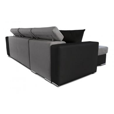 Canapé d'angle réversible Stilo Gris Noir Niche à droite avec 2 poufs  STILOPUNRMFGRC