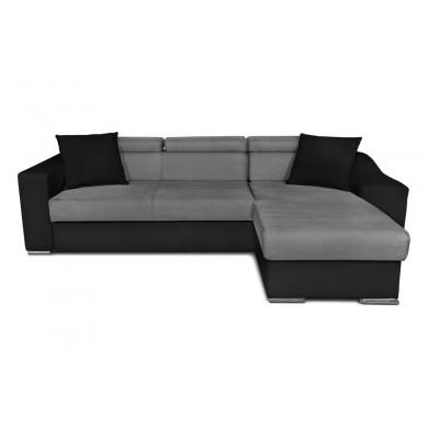 Canapé d'angle réversible Stilo Gris Noir Niche à gauche avec 2 poufs  STILOPUNRMFGRCG