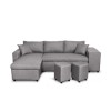 Canapé d'angle réversible Maria Plus Gris Clair Niche à droite avec 2 poufs  L200PLUSGRCD