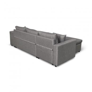 Canapé d'angle réversible Maria Plus Gris Clair Niche à droite avec 2 poufs  L200PLUSGRCD