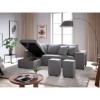 Canapé d'angle réversible Maria Plus Gris Clair Niche à droite avec 2 poufs  L200PLUSGRCD