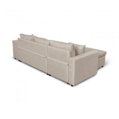 Canapé d'angle réversible Maria Plus Beige Niche à droite avec 2 poufs  L200PLUSTBEID