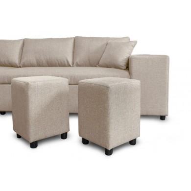 Canapé d'angle réversible Maria Plus Beige Niche à droite avec 2 poufs  L200PLUSTBEID