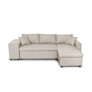 Canapé d'angle réversible Maria Plus Beige Niche à gauche avec 2 poufs  L200PLUSTBEIG