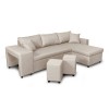 Canapé d'angle réversible Maria Plus Beige Niche à gauche avec 2 poufs  L200PLUSTBEIG