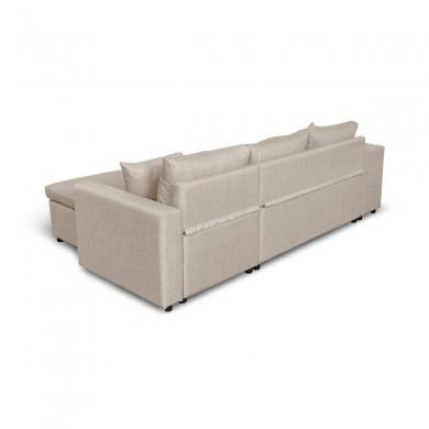 Canapé d'angle réversible Maria Plus Beige Niche à gauche avec 2 poufs  L200PLUSTBEIG