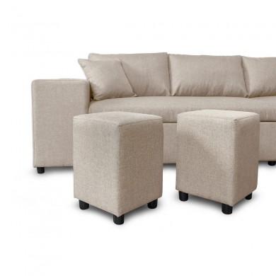 Canapé d'angle réversible Maria Plus Beige Niche à gauche avec 2 poufs  L200PLUSTBEIG