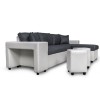 Canapé d'angle réversible Maria Plus Gris Blanc Niche à droite avec 2 poufs  L200PLUSBLGRD