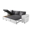 Canapé d'angle réversible Maria Plus Gris Blanc Niche à droite avec 2 poufs  L200PLUSBLGRD