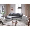 Canapé d'angle réversible Maria Plus Gris Blanc Niche à droite avec 2 poufs  L200PLUSBLGRD