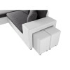 Canapé d'angle réversible Maria Plus Gris Blanc Niche à gauche avec 2 poufs  L200PLUSBLGRG