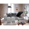 Canapé d'angle réversible Maria Plus Gris Blanc Niche à gauche avec 2 poufs  L200PLUSBLGRG