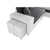 Canapé d'angle réversible Maria Plus Gris Blanc Niche à gauche avec 2 poufs  L200PLUSBLGRG