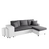 Canapé d'angle réversible Maria Plus Gris Blanc Niche à gauche avec 2 poufs  L200PLUSBLGRG