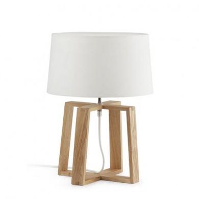 Lampe de table Scandinave bois 40W blanche BLISS FARO 28401