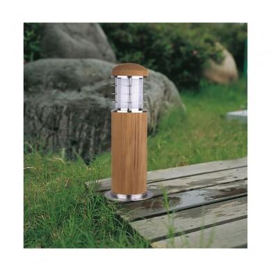 Borne eclairage exterieur Poole Mini 15W CFL Argent et Marron GARDEN ZONE gzpoolembnotcutout