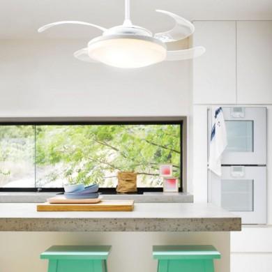 Ventilateur de plafond Evo2 122cm Blanc Rétractable BEA_210930 210930 Ventilateur de plafond Evo2 122cm Blanc Rétractable BOUTICA DESIGN 210930