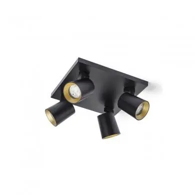 Plafonnier Kenny 4x35W GU10 Noir Or RENDL R12923