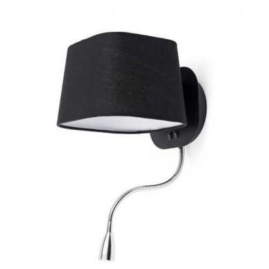 Lampe applique Fold noire avec liseuse