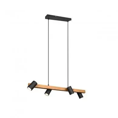 Suspension Marley 4x35W GU10 Noir Mat 20cm TRIO LIGHTING 312490432