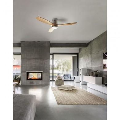 Ventilateur de Plafond LED Stem 137cm Nickel Bois Naturel FORLIGHT 30-6145-81-93