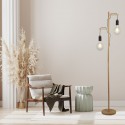 Lampadaire Woody 2x10W E27 Bois Naturel Noir