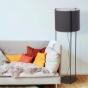 Lampadaire Drum Gris 1x15W Max E27