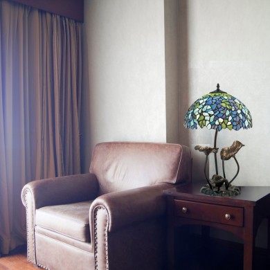 Lampe style Tiffany BLUVERDI 2xE27 D36 MYTIFFANY KT142411+N081