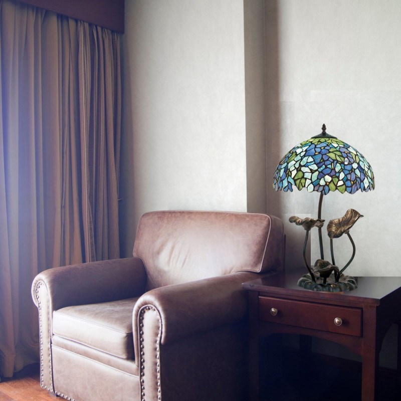 Lampe style Tiffany BLUVERDI 2xE27 D36 MYTIFFANY KT142411+N081