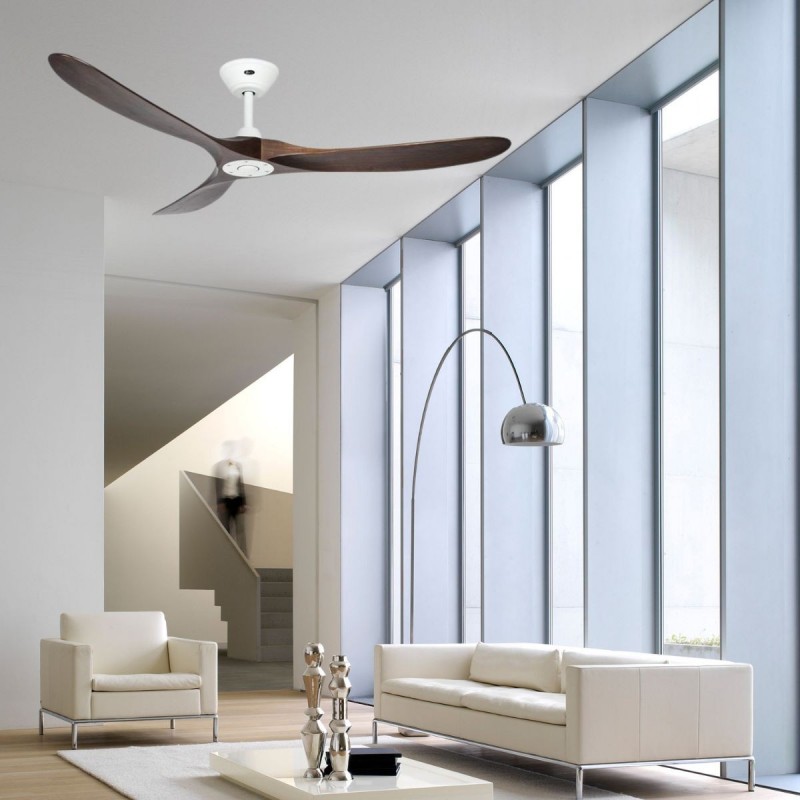 Ventilateur Plafond Design Eco Genuino 180cm Blanc Noyer CASAFAN 318019