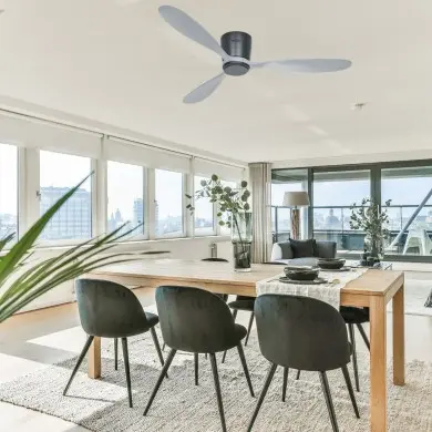 Ventilateur Plafond Eco Plano Bois 132cm Gris basalte Gris Clair WiFi CASAFAN 313297