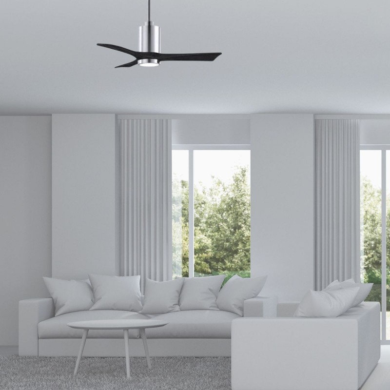 Ventilateur Plafond avec lumiere Patricia 106cm Chromé Poli Noir ATLAS FAN PA3-CR-BK-42