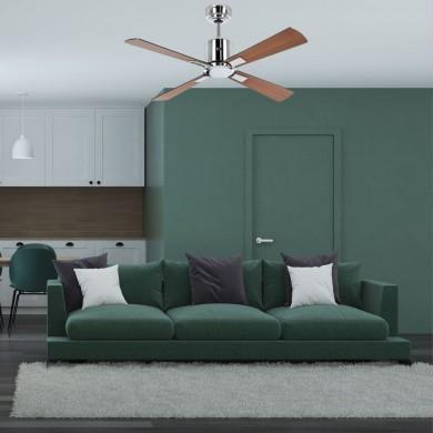 Ventilateur de Plafond Eco Neo III 103cm Chromé Poli Noir Teck CASAFAN 948101