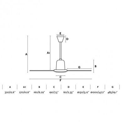 Ventilateur Plafond Faro Eco Indus 120cm Blanc FARO 33005