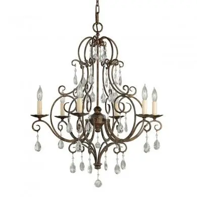 Lustre Pampilles Chateau 6x60W E14 Bronze ELS_fe-chateau6 FE-CHATEAU6 Lustre Pampilles Chateau 6x60W E14 Bronze FEISS FE-CHATEAU6