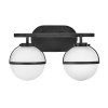 Applique Salle de Bain Hollis 2x60W E14 Noir Verre Opale HINKLEY HK-HOLLIS2-O-BK-BATH