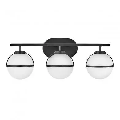 Applique Salle de Bain Hollis 3x60W E14 Noir Verre Opale HINKLEY HK-HOLLIS3-O-BK-BATH