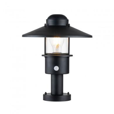 Potelet Extérieur Klampenborg 1x60W E27 Noir PIR ELSTEAD LIGHTING KLAMPENBORG-PED-PIR-BK