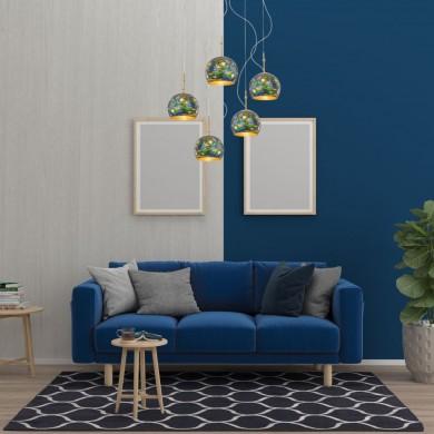 Suspension Araignée LUNA 5x60W E27 Or Aqua Blue KOLARZ 0392.35.3.Aq.BG