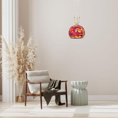 Suspension Boule LUNA 1x60W E27 1x40W GU10 Or Aqua Red D30 KOLARZ 0392.31+1M.3.Aq.RV