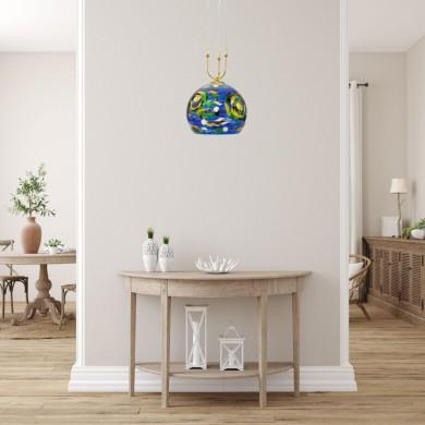 Suspension Boule LUNA 1x60W E27 1x40W GU10 Or Aqua Blue D30 KOLARZ 0392.31+1M.3.Aq.BG