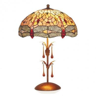 Lampe Art Deco Tiffany LIBELLULE 2xE27 D40 MYTIFFANY DT1634Y+P3400