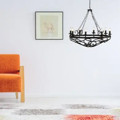 Lustre Baroque Cartwheel 8x60W E14 Noir Mat SEARCHLIGHT 8908-8BK