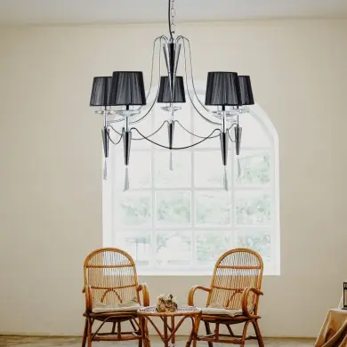 Lustre Abat-Jour Duchess 5x33W G9 Noir Chrome SEARCHLIGHT 2085-5CC