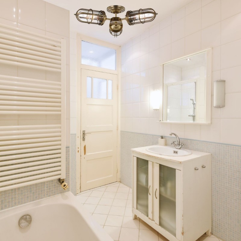 Plafonnier Salle de Bain Urban Restoration 3x60W E27 Laiton antique foncé ELSTEAD LIGHTING QN-URBANREST-3SF